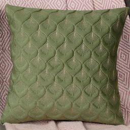 Green Color Feather Design, 1 Piece Velvet Cushion Cover-picture-7