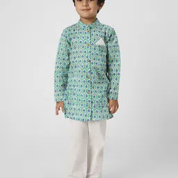 Nauti Nati Boys Ethnic Motifs Printed Pure Cotton Straight Kurta with Pyjamas-3