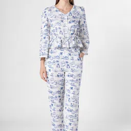SANSKRUTIHOMES Printed Pure Cotton Top & Pyjamas-image-19