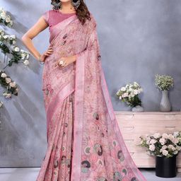 JYA Floral Linen Blend Saree-image-22