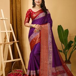 KALINI Checked Zari Kanjeevaram Saree-9