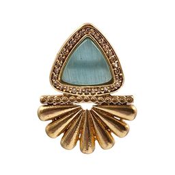 NAMAN ARTS Gold Plated Artificial Stones Studded Triangular Shaped Drop Earrings image 4