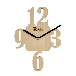 12 fox Beige & Black Wooden Analogue Wall Clock-10