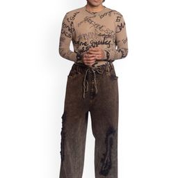 HUEMN Unisex Oversized Tinted Effect Denim Jeans-image-42