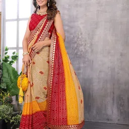 Lookmark Bandhani Printed Gotta Patti Pure Georgette Saree-picture-23