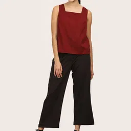 Saltpetre Women Comfortable Open Front Overlay With Square Neck Top And Pants Co-Ord Set-image-46