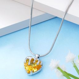 Bishty Fashion Silver-Plated Stainless Steel CZ-Studded Anti Tarnish Pendant with Chain-46