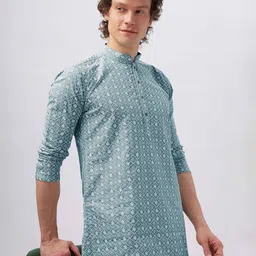 Anouk Geometric Printed Mandarin Collar Straight Cotton Kurta-picture-14