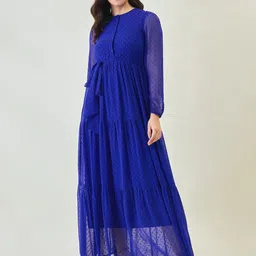 aayu Puff Sleeve Georgette Maxi Dress-image-11