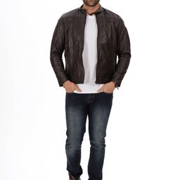 Everestwolf Men Colourblocked Leather Leather Jacket-image-99