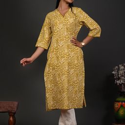 Rimeline Women Floral Printed Festive Cotton Straight Kurta-38