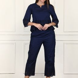 Luxe Weaves Women Ruffled Top & Trousers Co-Ord Set-image-98