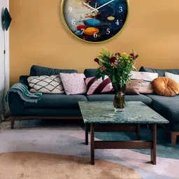 OLIVE TREE Gold-Toned & Blue Printed Contemporary Wall Clock-image-97