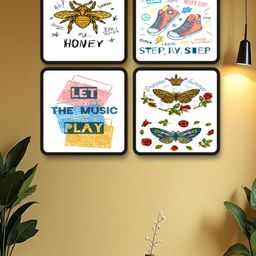 Livin'luxe White & Brown 4 Pieces Trendy Quote & Doodle Wall Arts-picture-19