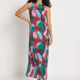 STITCH MONKEY Women Abstract Printed Sleeveless A-line Maxi Dress-picture-30