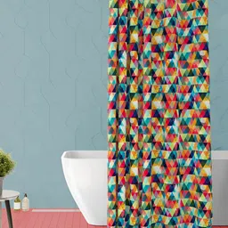 ArtzFolio Pink & Blue Geometric Printed Waterproof Shower Curtain-image-64