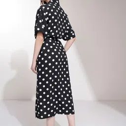 Tokyo Talkies Women Polka Dot Printed Button Down Shirt Midi Dress image 5