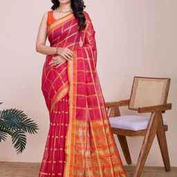 VARNI FABRICS Woven Design Art Silk Fusion Ikat Saree-image-17