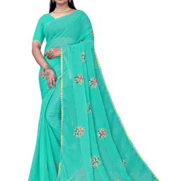 Pemal Designer Floral Embroidered Saree-11