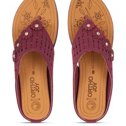 ORTHO JOY Women Woven Design T-Strap Flats-picture-3