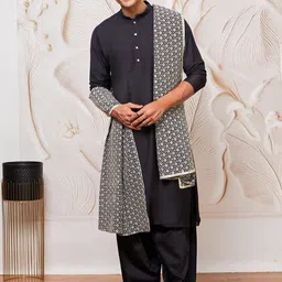 VASTRAMAY Men Regular Kurta with Patiala & With Dupatta-picture-2