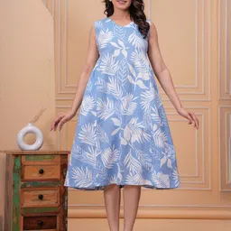Nayo Tropical Print A-Line Midi Dress-picture-5