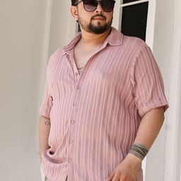 Instafab Plus Men Comfort Relaxed Fit Vertical Stripes Self Design Casual Shirt-picture-7