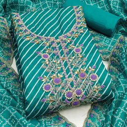 SAINOOR Leheriya Printed Zari Muslin Cotton Unstitched Dress Material-picture-15