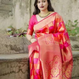 AMRUTKALA SAREES Ethnic Motifs Woven Design Banarasi Saree-image-76