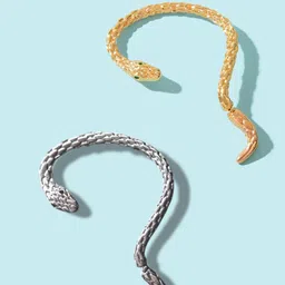 KRENOZ Set Of 2 Rhodium-Plated Snake Animal Shaped Ear Cuff-14
