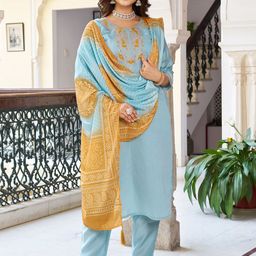 Ekta Textiles Women Paisley Embroidered Kurti with Trousers & Dupatta-46