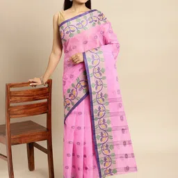 DESH BIDESH Woven Design Pure Cotton Handloom Taant Saree-image-19