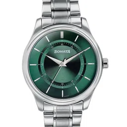 Sonata Men Embellished Dial & Stainless Steel Bracelet Style Straps Analogue Watch 77149SM02-13