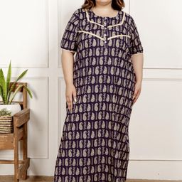 Swasti Women's Printed Maxi Nightdress-image-43
