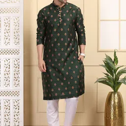 Larwa Men Ethnic Motifs Woven Design Straight Kurta With Pyjama-10