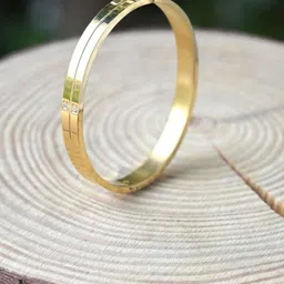 SZN Gold-Plated Stainless Steel Artificial Stones Studded Enamelled Kada Bracelet-image-1