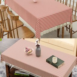 Kuber Industries Cream-Coloured Set of 2 Geometric Printed Anti-Skid 6-Seater Table Cover-picture-31