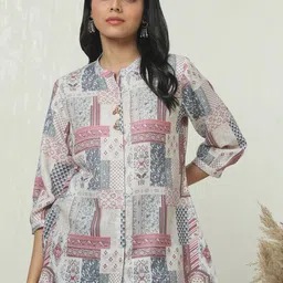 Soch Linen Mandarin Collar Printed Tunic-picture-4