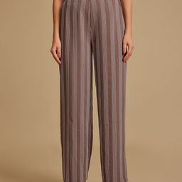 Kazo Women Striped Relaxed Straight Leg High-Rise Easy Wash Trousers-image-62