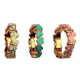 FURE Set Of 3 Rose Gold-Plated Adjustable Finger Ring-30