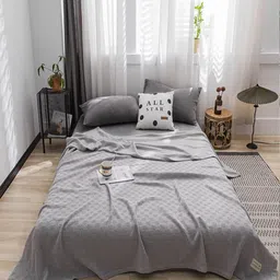 JC HOME Grey Geometric AC Room 300 GSM Double Bed Quilt-image-94