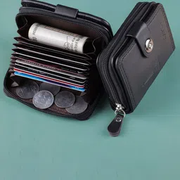 WATCHSTAR Men Zip Detail Leather Card Holder-57