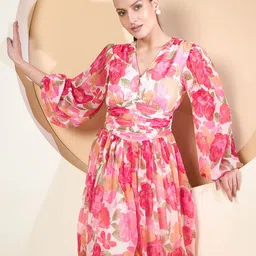 Antheaa Women Floral Printed Fit & Flare Dress-image-64