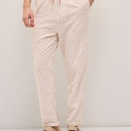 THE BEAR HOUSE Men Striped Tapered Fit Pleated Chinos Trousers-image-54