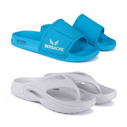 BERSACHE Men Pack Of 2 Ultra SoftSliders &Thong Flip-Flops-picture-54