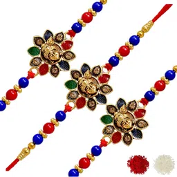 MEIRA JEWELLERY Set Of 3 Rakhi With Roli Chawal & Greetings Card-picture-19