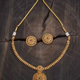 Kushal's Fashion Jewellery Gold-Plated Stone Studded Antique Jewellery Set-49