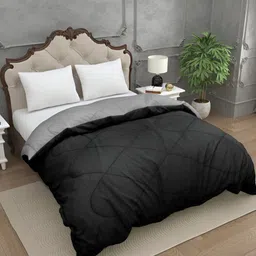 BED-SHEET.COM Black & Grey Microfiber Mild Winter 300 GSM Double Bed Comforter-image-56
