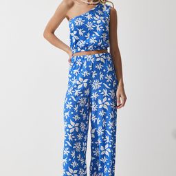 Happiness istanbul Floral Printed One-Shoulder Casual Top With Palazzos-image-11