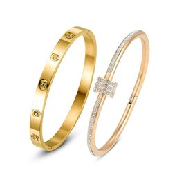 DressBerry Set Of 2Rose Gold-Plated American Diamond Studded Bangle-Style Bracelet-80